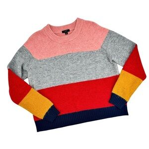J. Crew Women's Colorblock Classic Crewneck Sweater Wide Stripes SOFT | Size XL